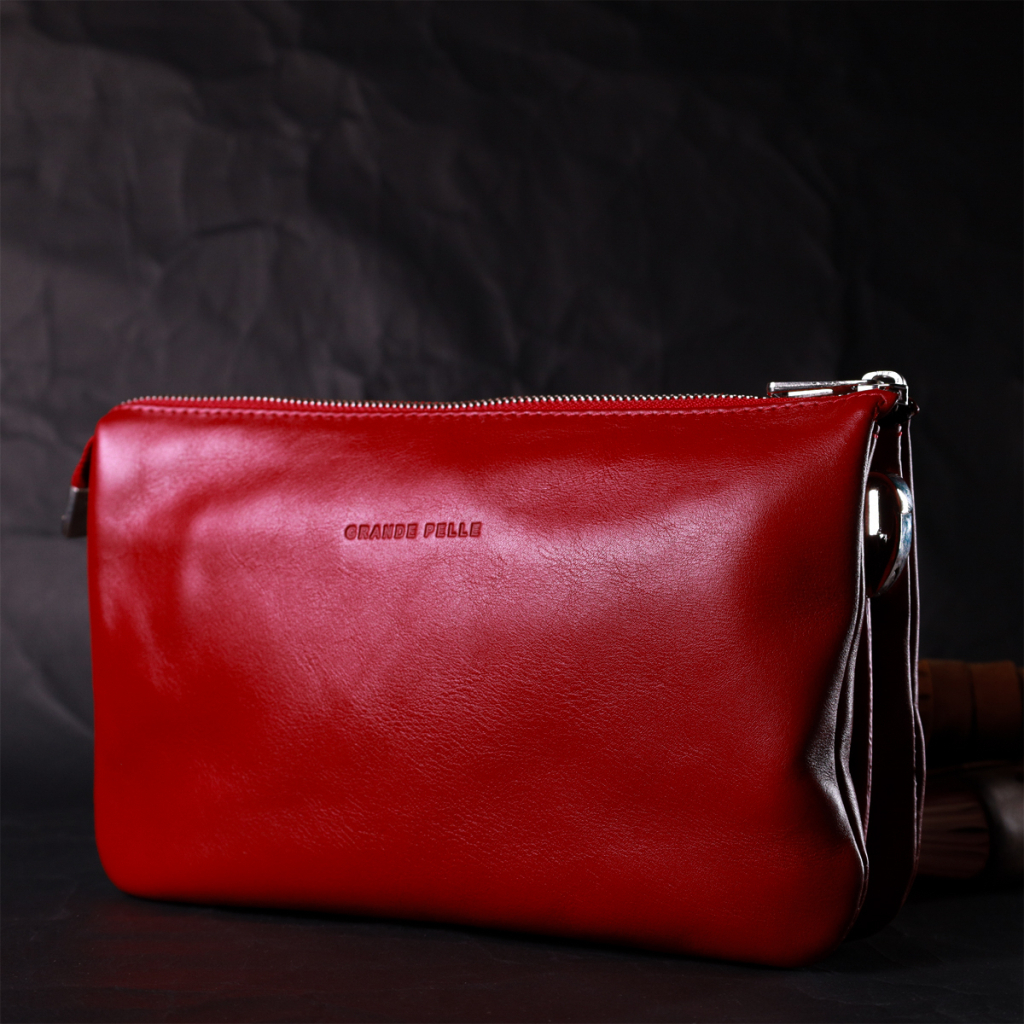 Сумка Grande Pelle З натуральної шкіри Червона (11670) - зображення 8