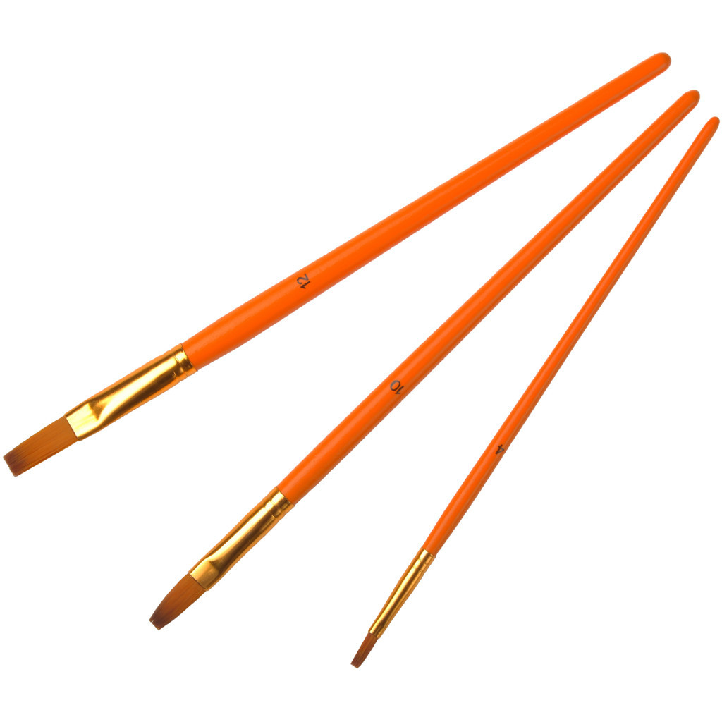 Пензлик для малювання Maxi набір 3 шт синтетичний ворс, пласка (№ 4, 10, 12), коротка ручка (MX60881) - зображення 2