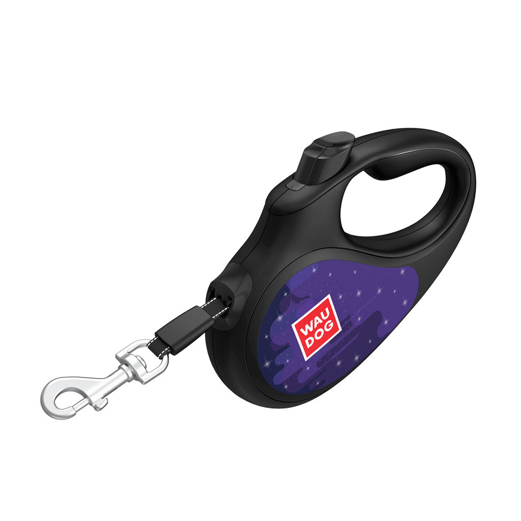 Повідець для собак WAUDOG R-leash "Більше космосу" світловідбивна стрічка XS до 12 кг 3 м чорний (8123-0126-01) - зображення 4