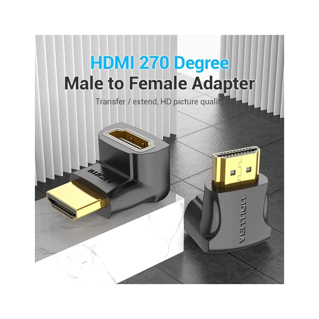 Перехідник HDMI M to HDMI F 90° corner black VENTION (AIOB0) - picture 4