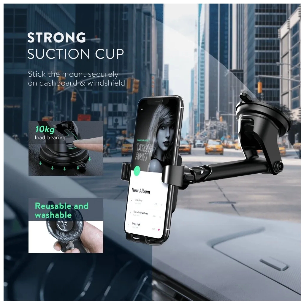 Універсальний автотримач Ugreen LP200 Gravity Phone Holder with Suction Cup Black (60990B) - зображення 7