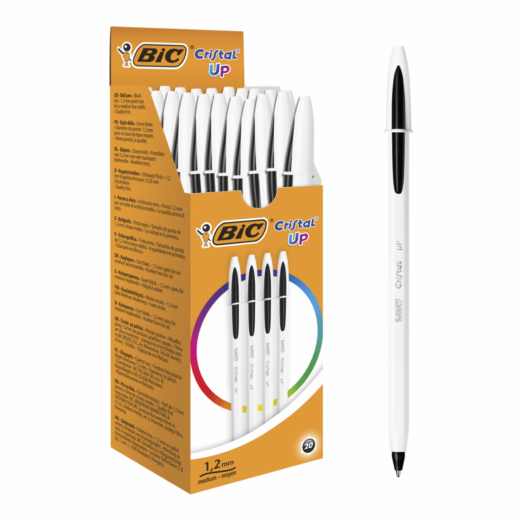 Ручка кулькова Bic Cristal Up з білим шестигранним корпусом Чорна (bc949880) - зображення 2