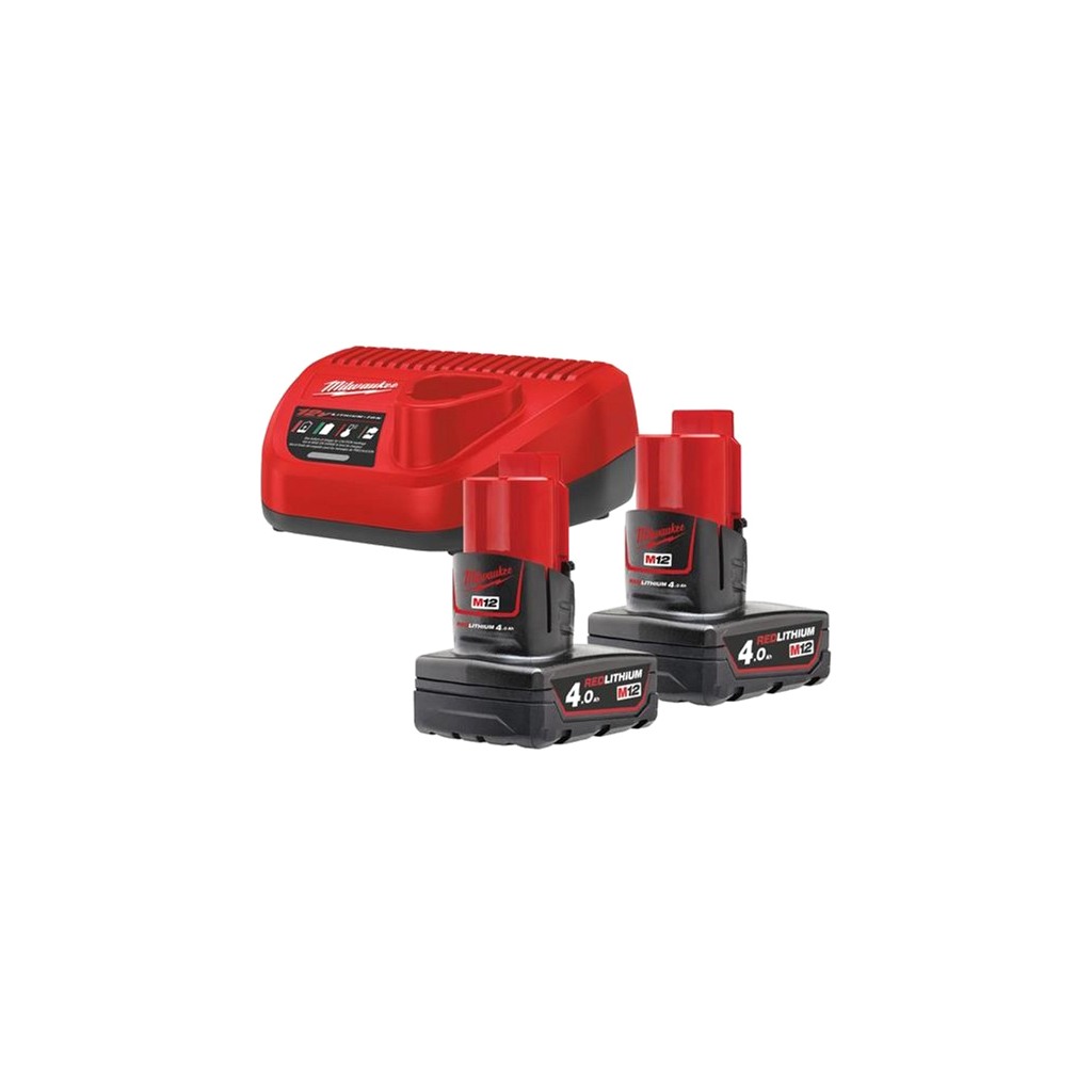 Набір акумулятор + зарядний пристрій Milwaukee Li-Ion M12 NRG-402, 2x4Ah + ЗП (4933459211) - зображення 1