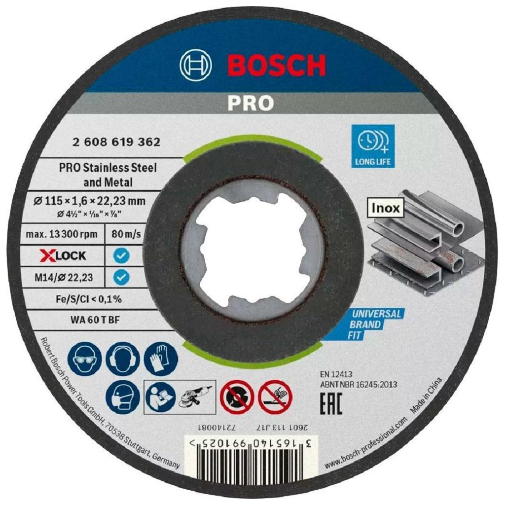 Круг відрізний Bosch Professional X-Lock по металу 115х1.6мм (2.608.619.362) - зображення 1