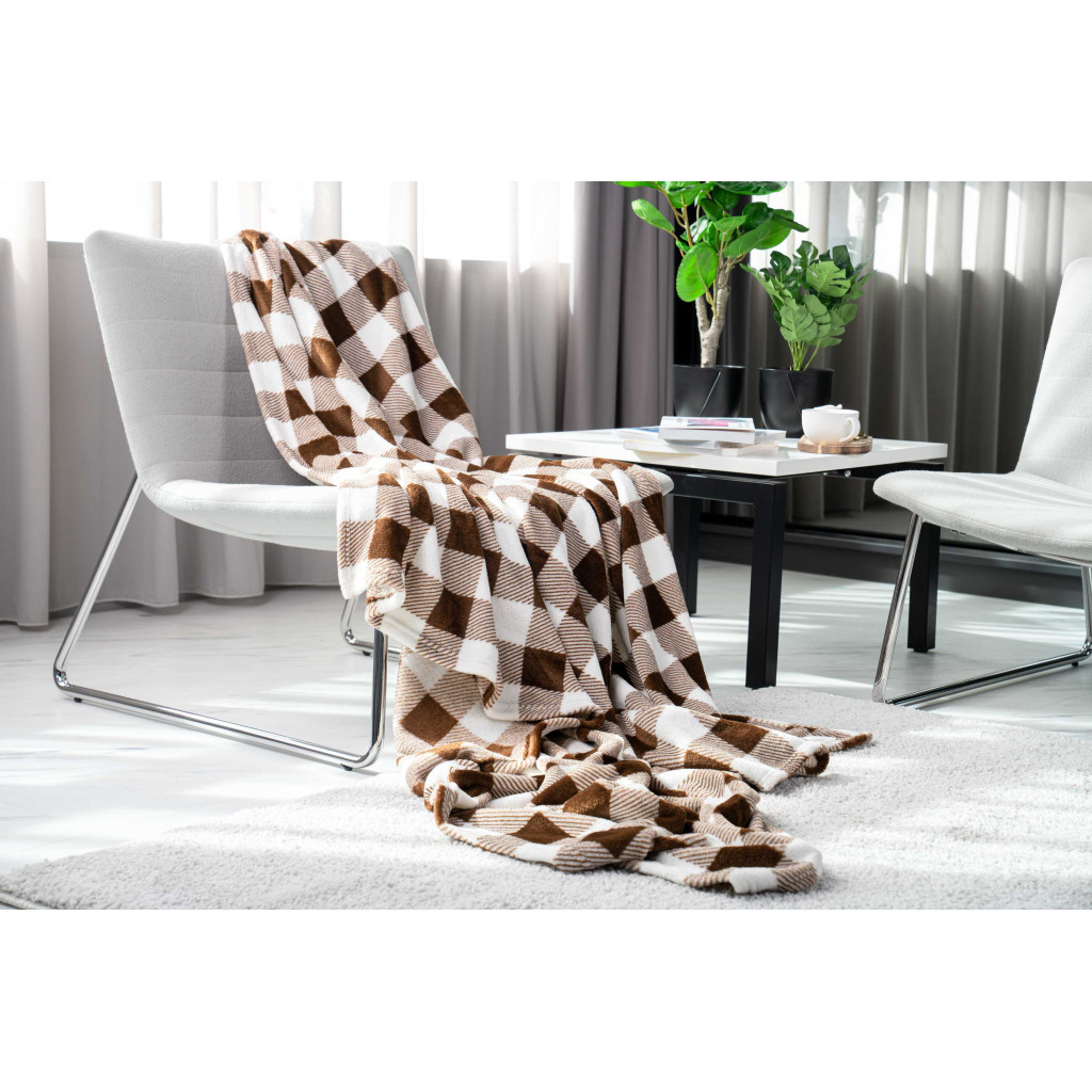 Плед Ardesto Flannel клітинка беж, 160х200 см (ART0103PB) - зображення 2