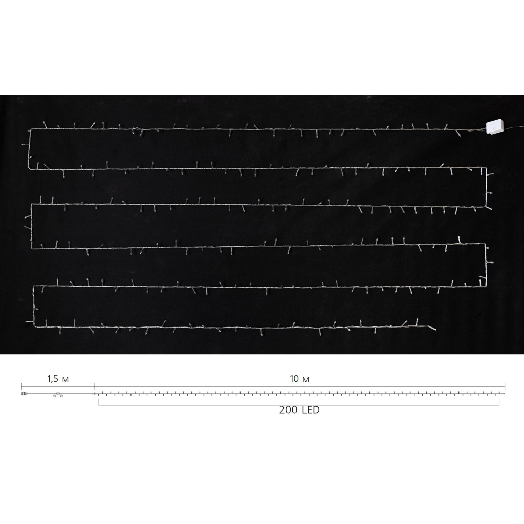 Гірлянда Delux STRING С 200 LED 10m Теплий білий/прозорий IP20 (90017981) - зображення 4