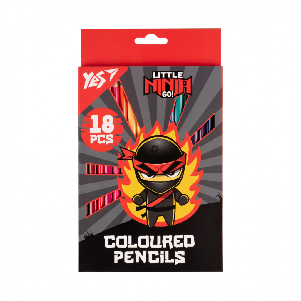 Олівці кольорові Yes 18 кол Ninja червоно сірий (290737) - зображення 1