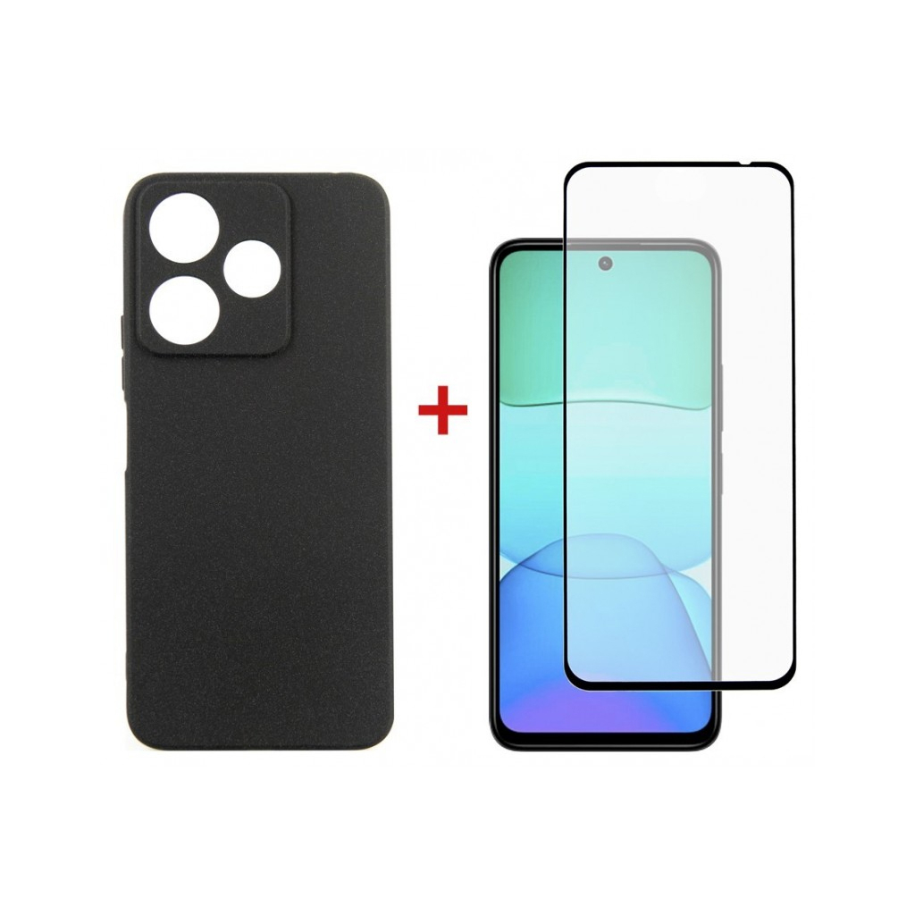 Чохол до мобільного телефона Dengos Xiaomi Redmi 13 4G Carbon + Glass Black (DG-KM-98) - зображення 1