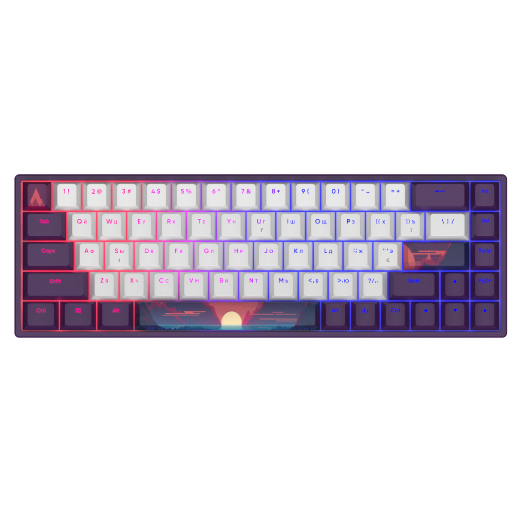 Клавіатура Dark Project Sunrise PBT RGB Mech G3MS Sapphire USB Violet/White (DPP68_GSH_SUNR_ANSI_UA) - зображення 1