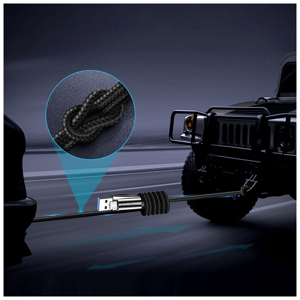 Дата кабель USB 2.0 AM to Micro 5P 1.0m zinc alloy + led black ColorWay (CW-CBUM035-BK) - зображення 8