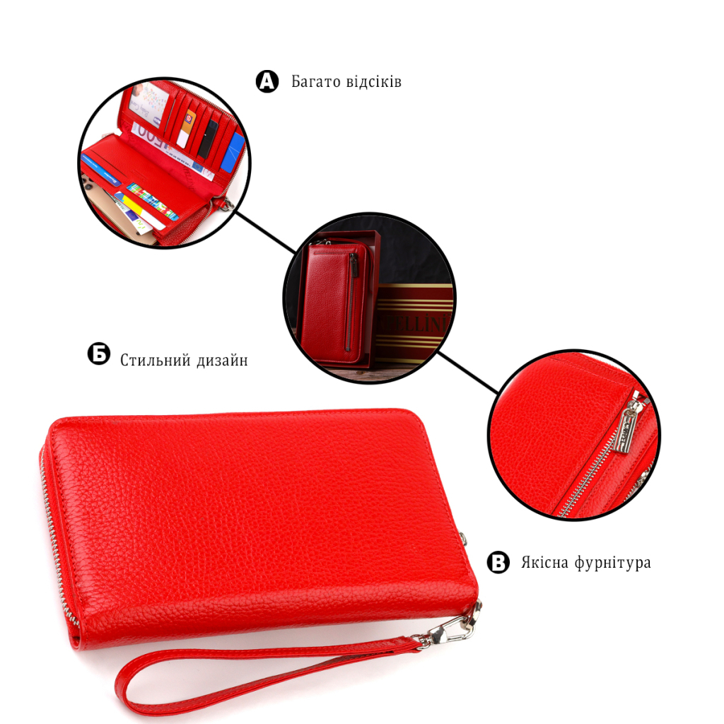 Гаманець Canpellini З натуральної шкіри Червоний (21921) - зображення 4