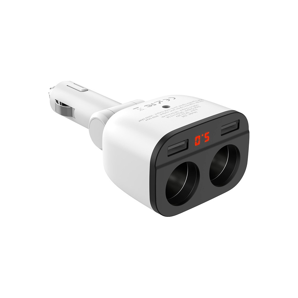 Зарядний пристрій HOCO HOCO Z28 Power ocean 2xUSB + display White (6957531091967) - зображення 5