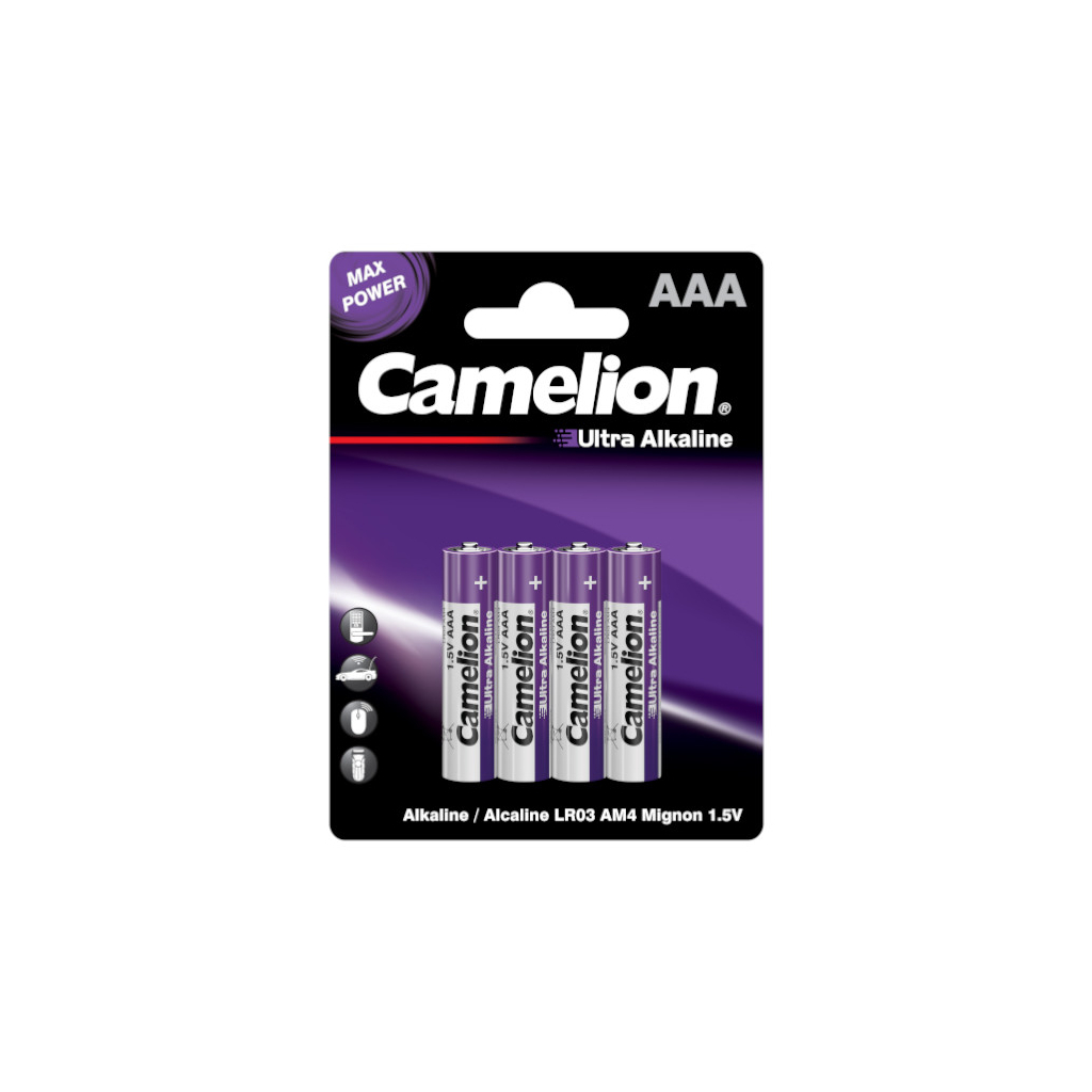Батарейка Camelion AAA LR03 Ultra Alkaline * 4 (LR03-BP4UT) - зображення 1