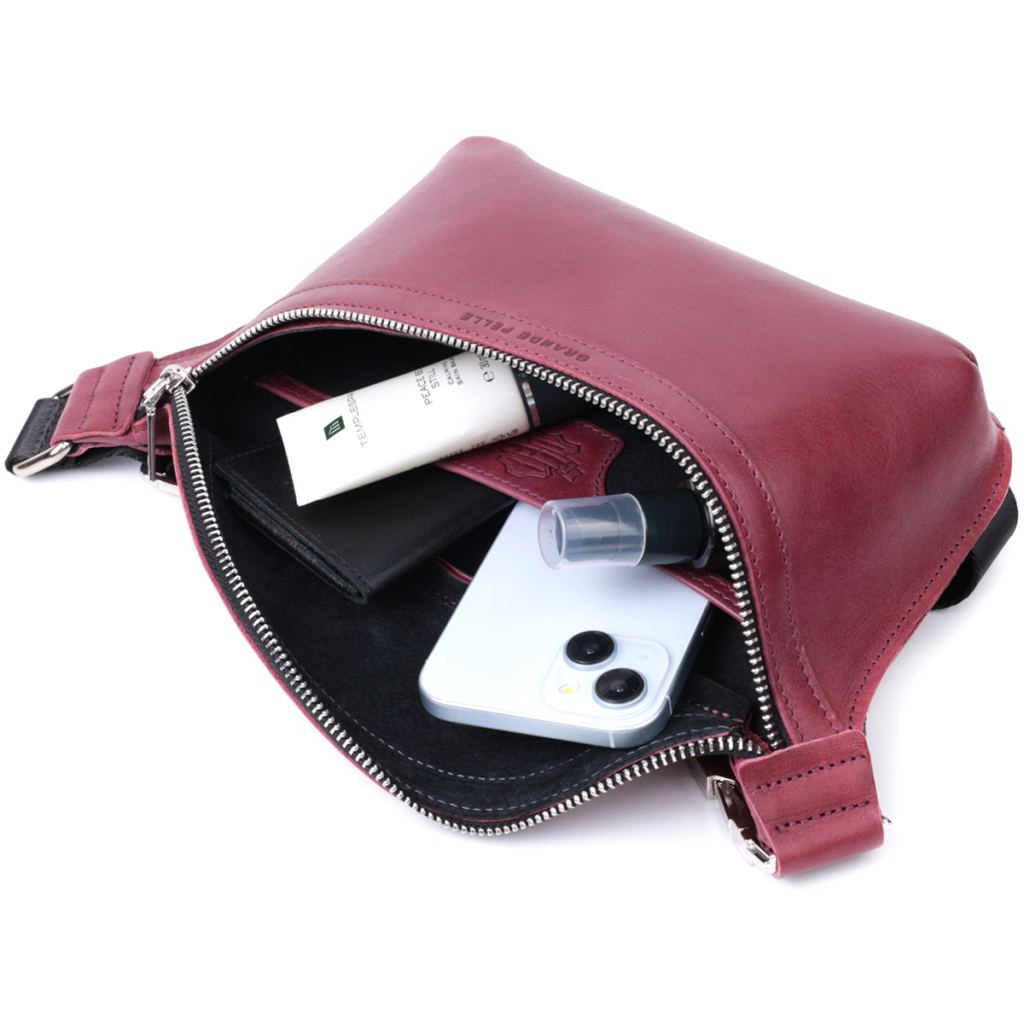 Сумка Grande Pelle Бананка з натуральної шкіри Рожева (22815) - зображення 8