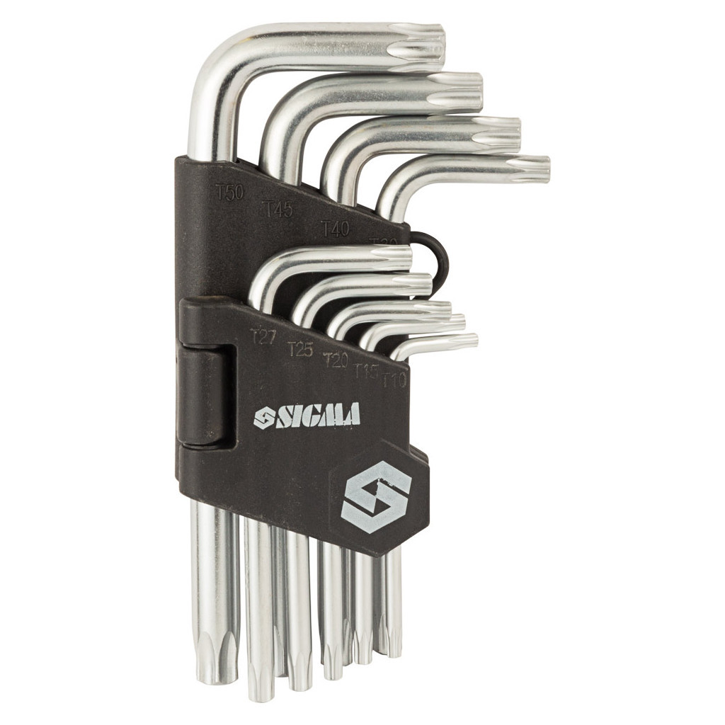 Ключ Sigma набір TORX 9шт T10-T50 CrV, короткі з отвором (4022211) - зображення 2