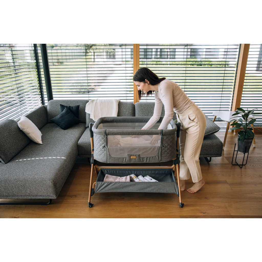 Ліжечко FreeON приліжкове та стільчик для дитини Nest & Feed 2 в 1, grey (84959) - зображення 5