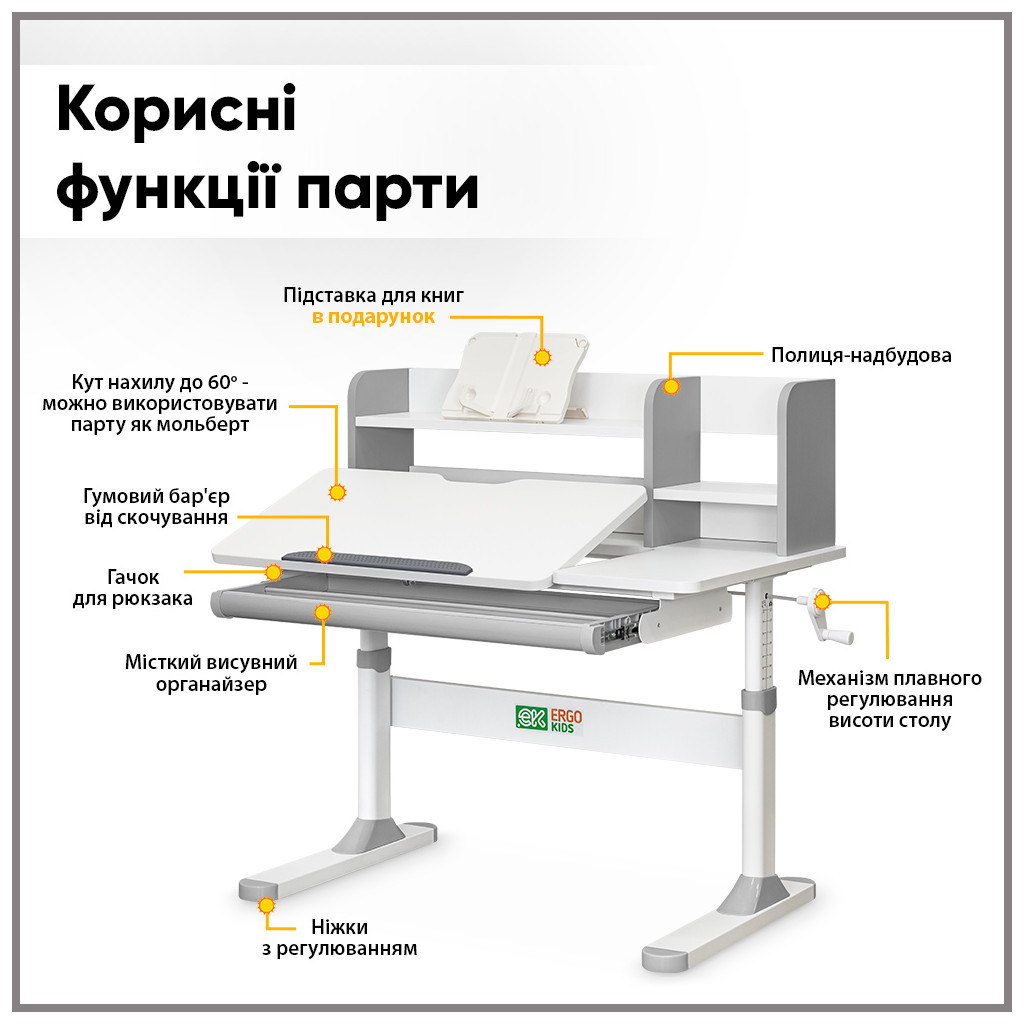 Парта з кріслом ErgoKids TH-330 W/G + Y-208 G - зображення 2