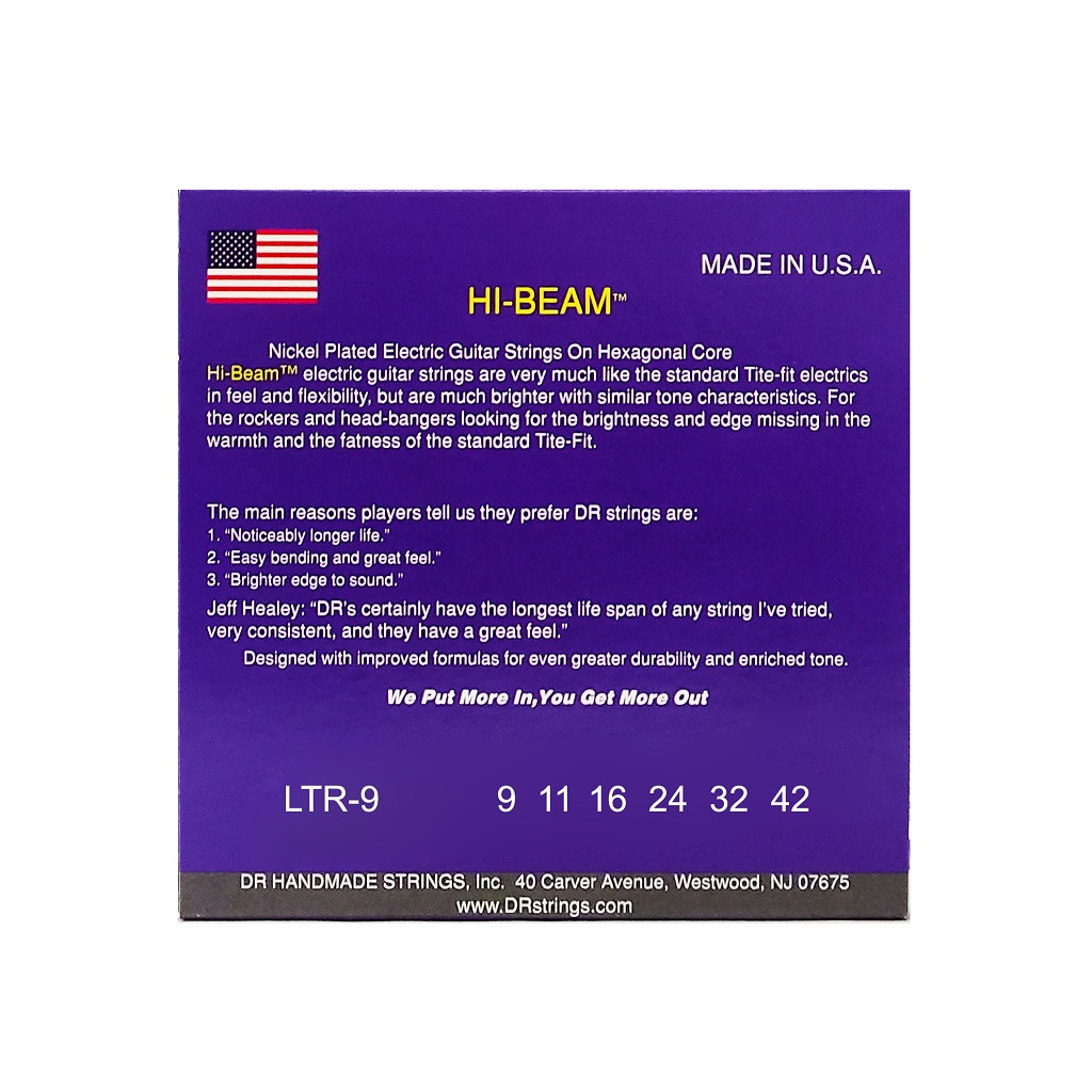 Струни для гітари DR Strings HI-BEAM Electric - Light (09-42) (LTR-9) - зображення 3