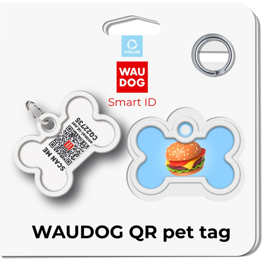 Адресник для тварин WAUDOG Smart ID з QR паспортом "Гамбургер", кістка 40х28 мм (231-4037) - зображення 5