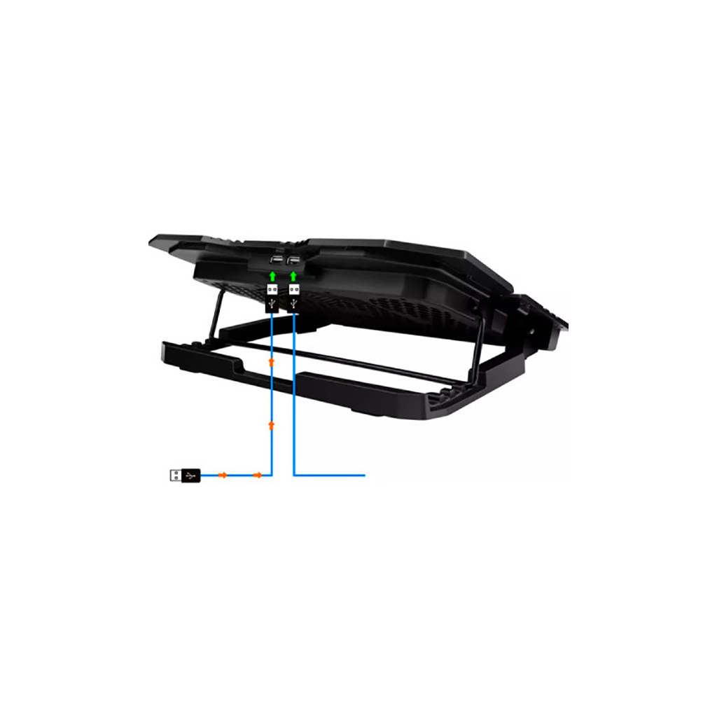Підставка до ноутбука IceCoorel 10-17", 6*70mm 1800 RPM, 2*USB, + LCD, 365*297*30mm, Black (K8) - изображение 5