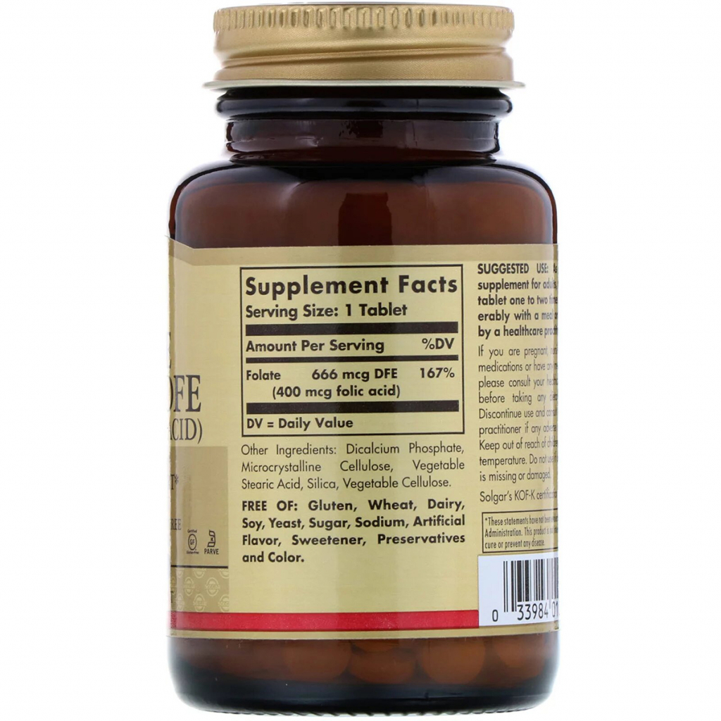 Вітамін Solgar Фолієва кислота (В9), Folic Acid, 400 мкг, 250 таблеток (SOL-01081) - зображення 2