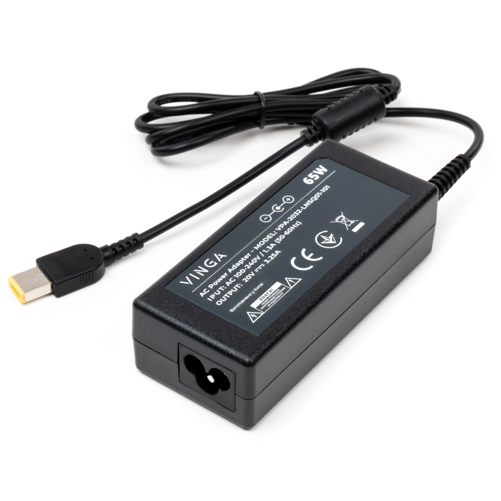 Блок живлення до ноутбуку Vinga Lenovo 65W 20V 3.25А square with pin (VPA-2032-LNSQ01-101) - зображення 1