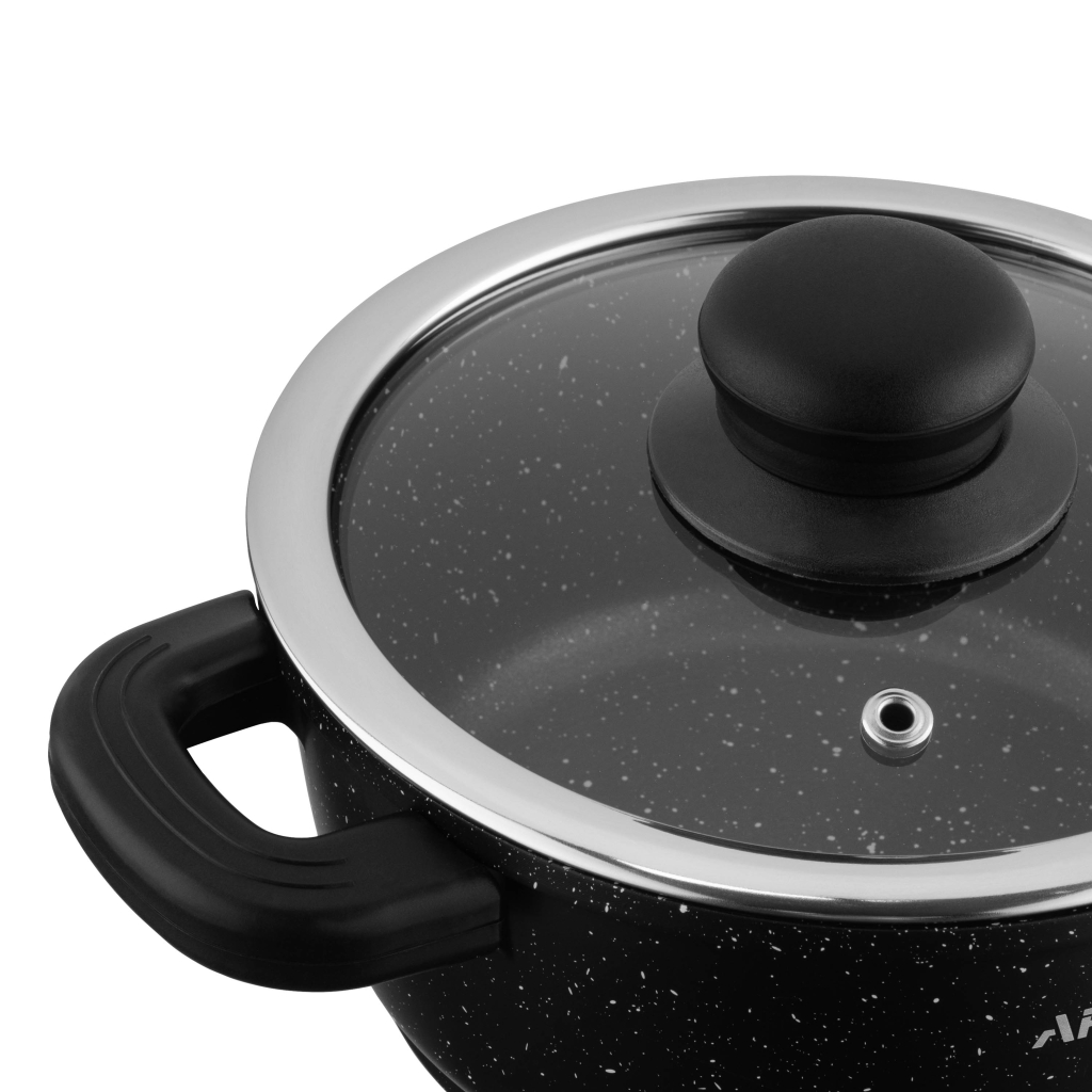 Каструля Ardesto Gemini Anzio, 1.2л, алюміній, чорний (AR2412GE) - зображення 6