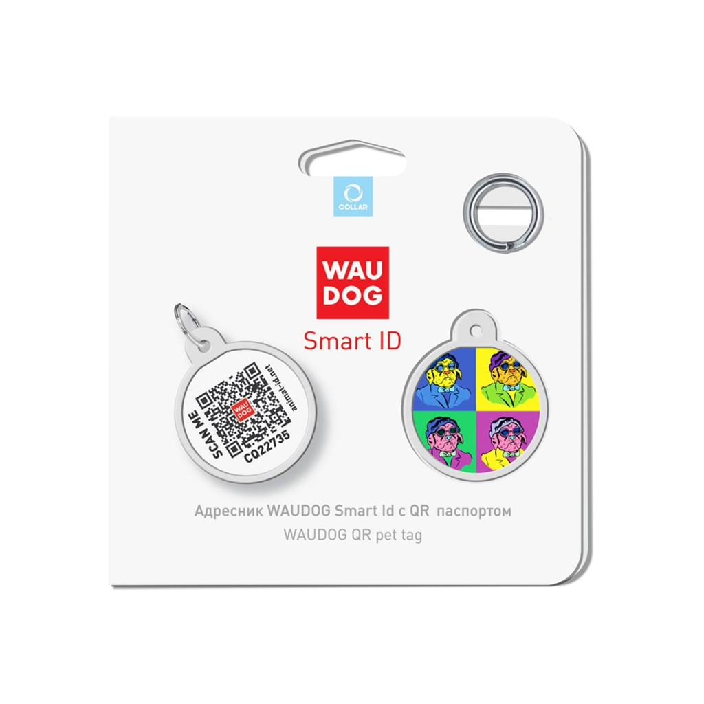 Адресник для тварин WAUDOG Smart ID з QR паспортом "Бульдоги", коло 25 мм (0625-0220) - зображення 4