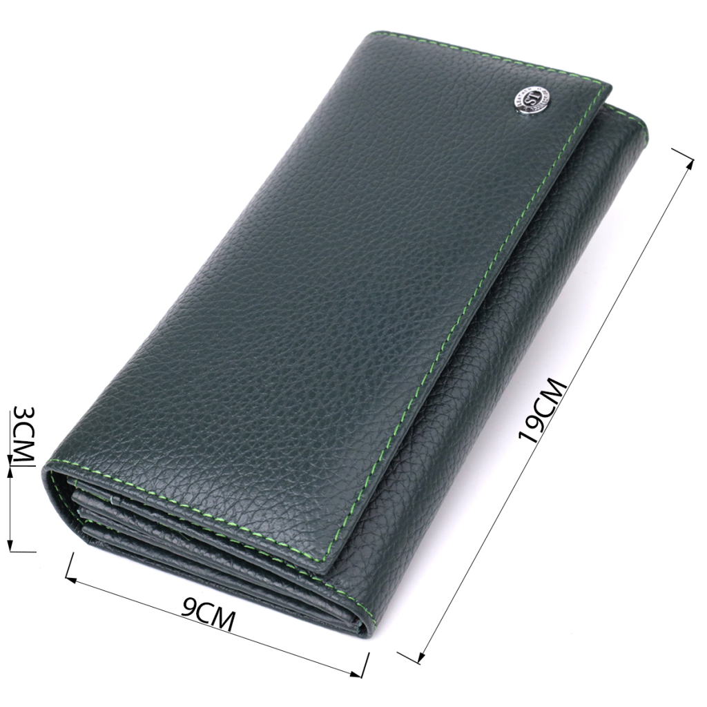Гаманець ST Leather З натуральної шкіри Зелений (23099) - зображення 3
