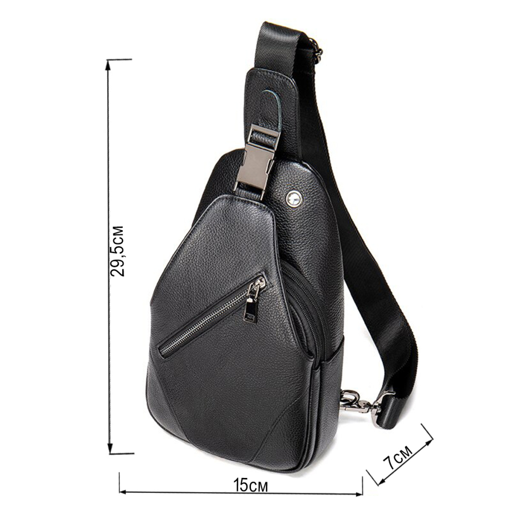 Сумка Vintage Слінг через плече в зернистій шкірі Чорна (20249) - зображення 3