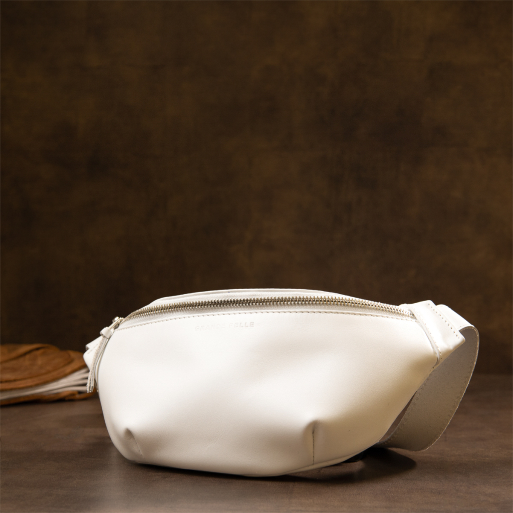 Сумка Grande Pelle Шкіряна на пояс Біла (11356) - зображення 7