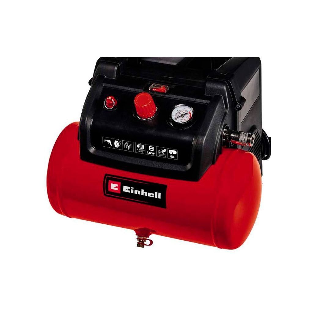 Компресор Einhell безмасляний TC-AC 190/6/8 OF, 1200Вт, 6л, 190л/хв, 8бар, 8.9кг (4020655) - зображення 3