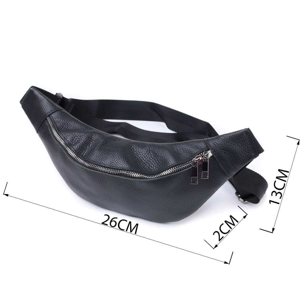 Сумка Shvigel Бананка унісекс з натуральної шкіри Чорна (22824) - зображення 3