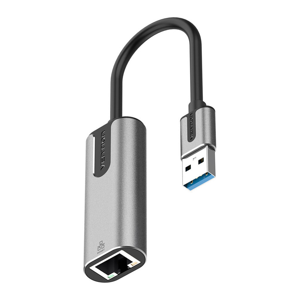 Перехідник USB 3.0 to Ethernet RJ45 1000Mb Aluminum black Vention (CEWHB) - изображение 3