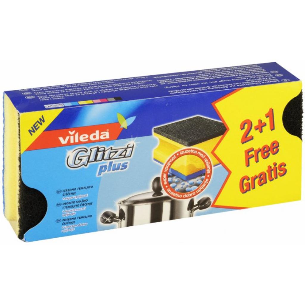 Губки кухонні Vileda Glitzi plus для сильно забрудненого посуду 3 шт. (4023103096912/4003790001444) - зображення 1