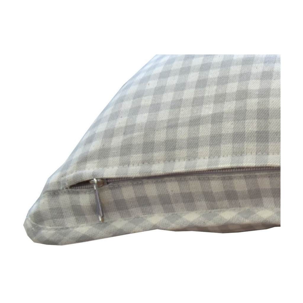 Подушка Прованс декоративна з гудзиком Bella Сіра клітинка 35х35 (4823093416659) - зображення 2