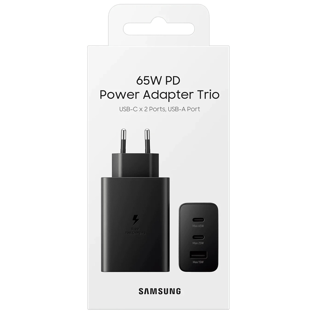 Зарядний пристрій Samsung 2xUSB-С 65W PD PPS/USB-A Black (EP-T6530NBEGEU) - зображення 4