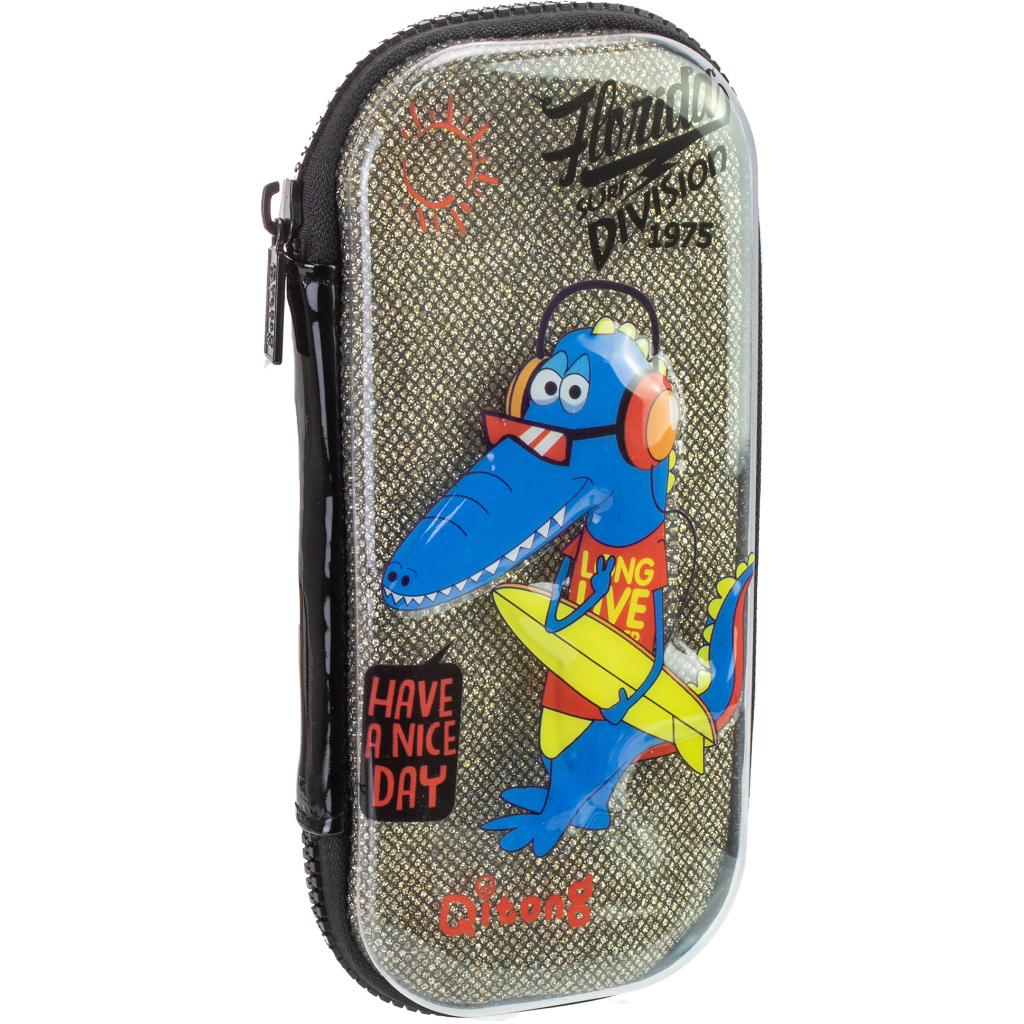 Пенал Cool For School блискучий 1 відділення з органайзером чорний (QT-5780-Black) - зображення 1