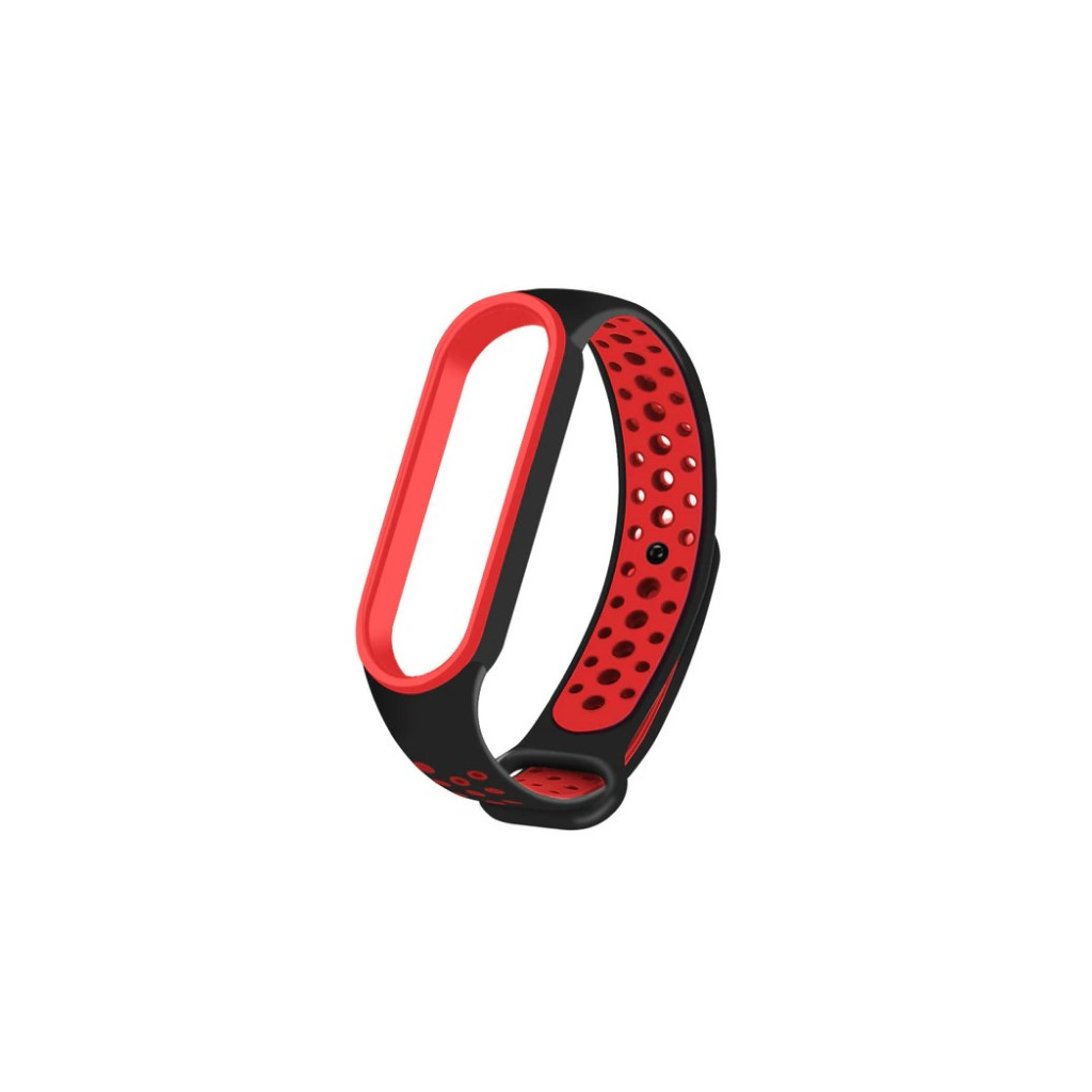 Ремінець до фітнес браслета BeCover Nike Style для Xiaomi Mi Smart Band 5 Black-Red (705153) - зображення 2