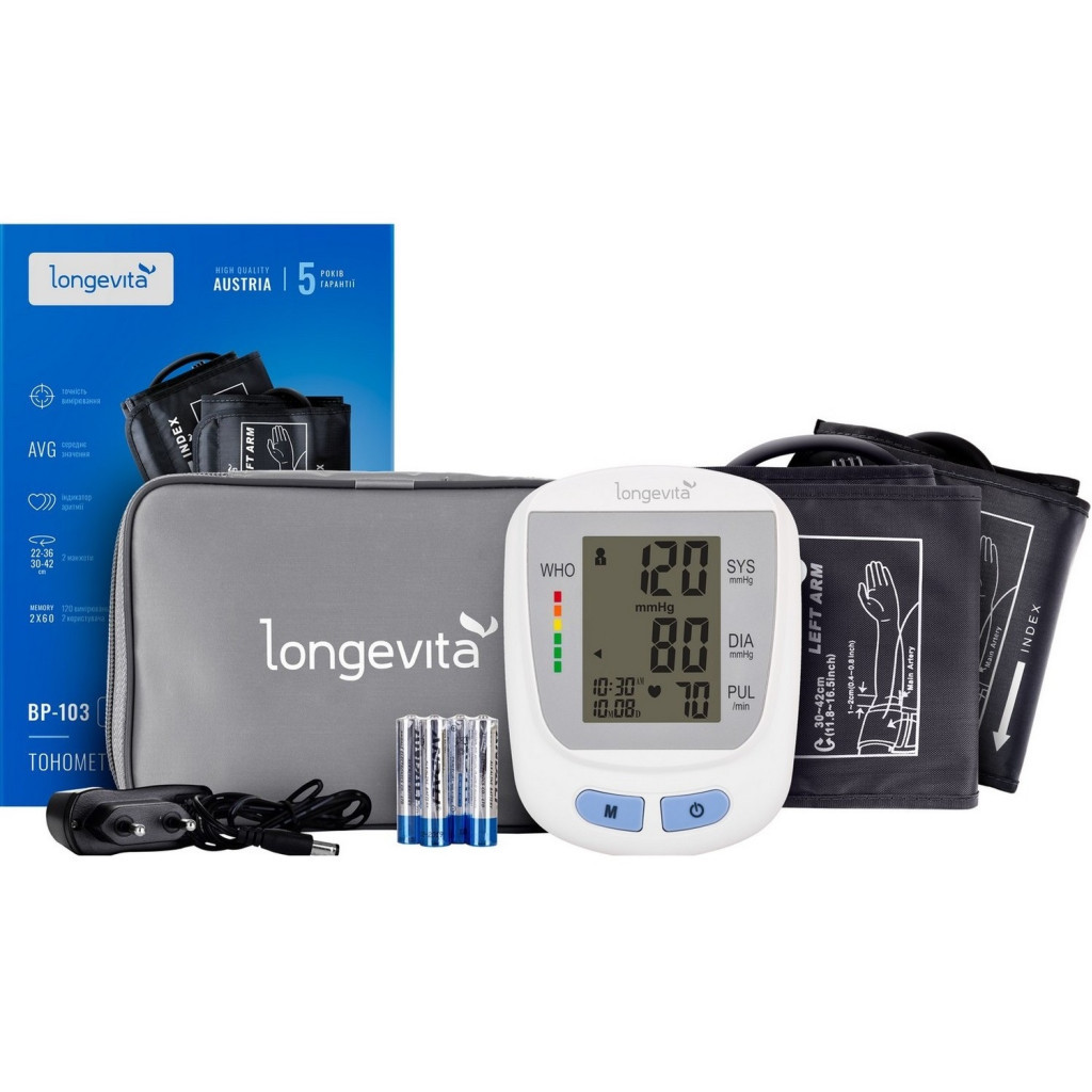 Тонометр Longevita Авт.вимір.артер.тиску LONGEVITA BP-103 Авт. вимір. артер. тиску (BP-103) - изображение 1