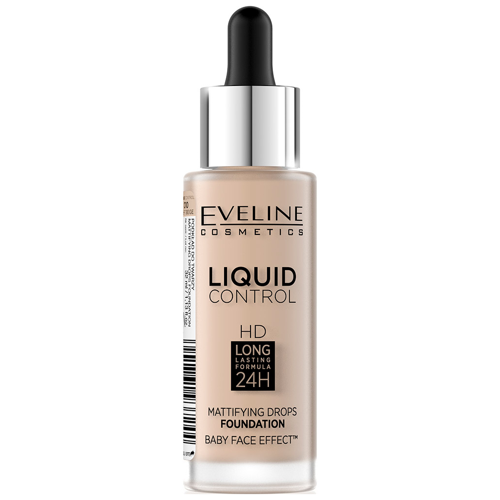 Тональна основа Eveline Cosmetics Liquid Control HD Mattifying Drops Foundation 010 - Light Beige 32 мл (5901761937244) - зображення 1