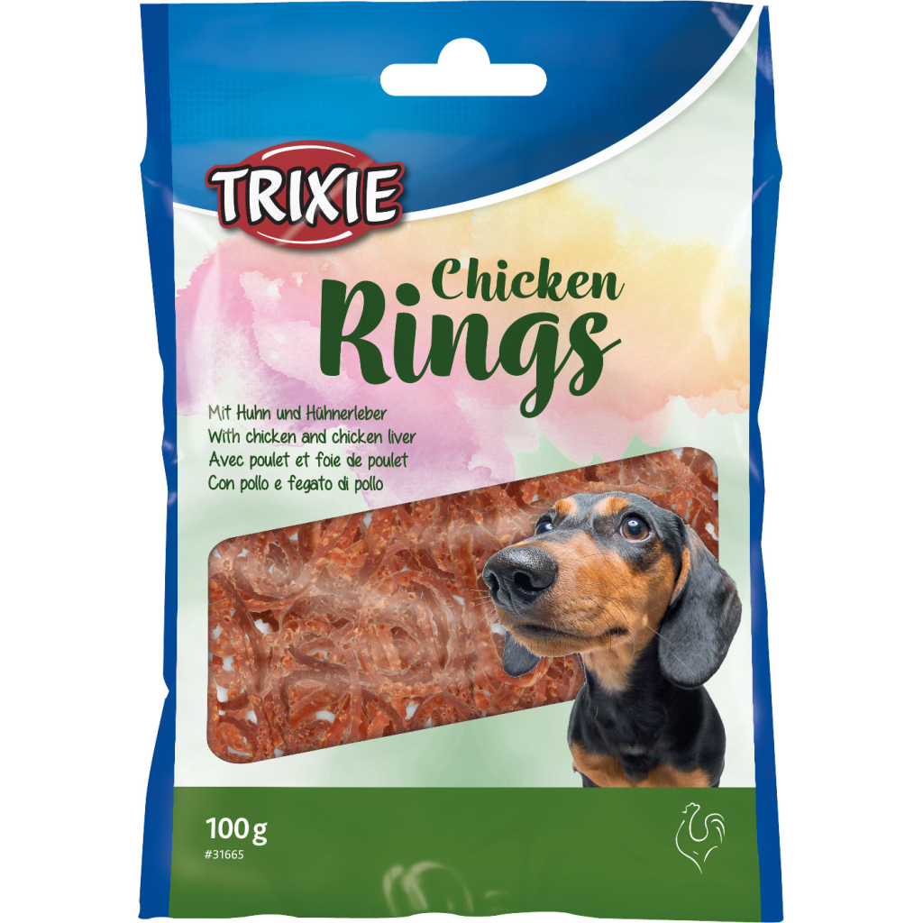 Ласощі для собак Trixie Chicken Rings з куркою 100 г (4011905316659) - зображення 1
