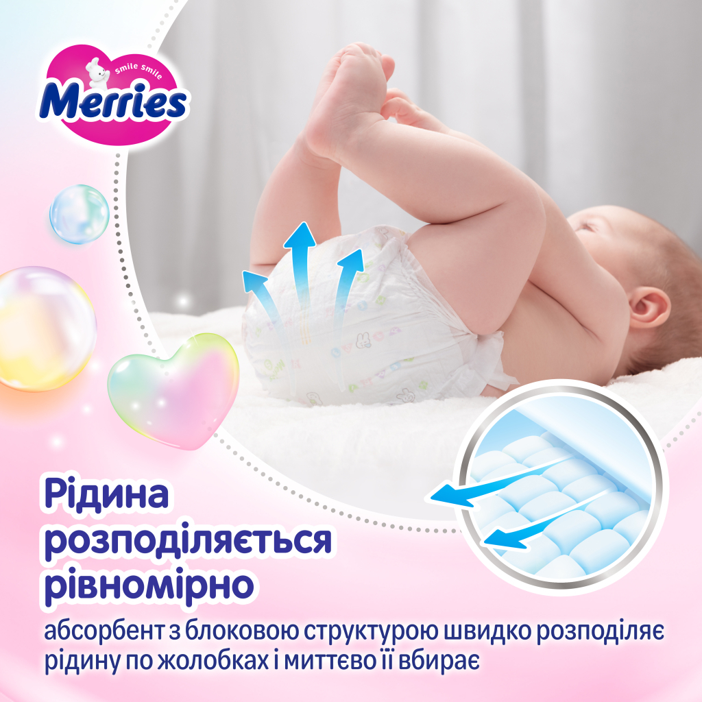 Підгузки Merries Розмір M (6-11 кг) 52 шт (4901301437716) - picture 7