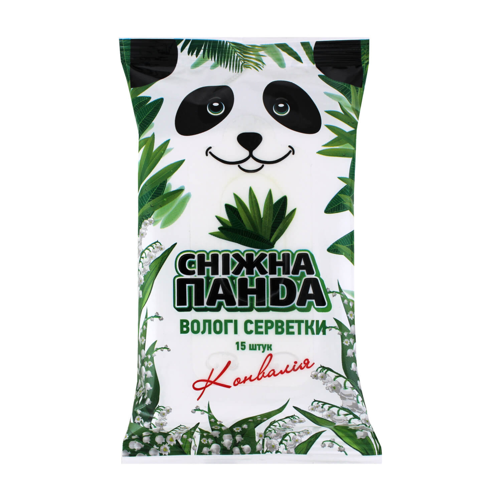 Дитячі вологі серветки Сніжна Панда для рук Конвалія 15 шт. (4823019008722) - зображення 1