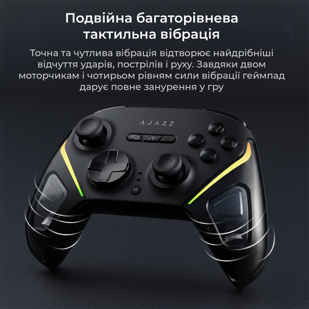 Геймпад Ajazz GP100 2.4G/BT/USB Switch/PC/iOS/Android RGB Black (GP100-B) - зображення 10