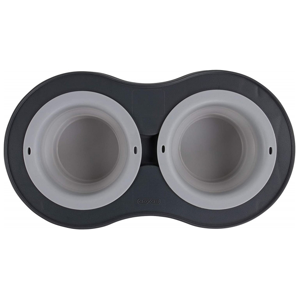 Посуд для собак Dexas Миска подвійна на складній підставці-велика 600 мл світло-сіра (0084297309039) - изображение 3