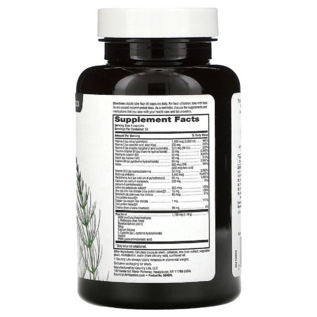 Вітамінно-мінеральний комплекс Country Life Комплекс для Роста і Укріплення Волос, Maxi-Hair, 120 гелеві (CLF-05045) - зображення 2