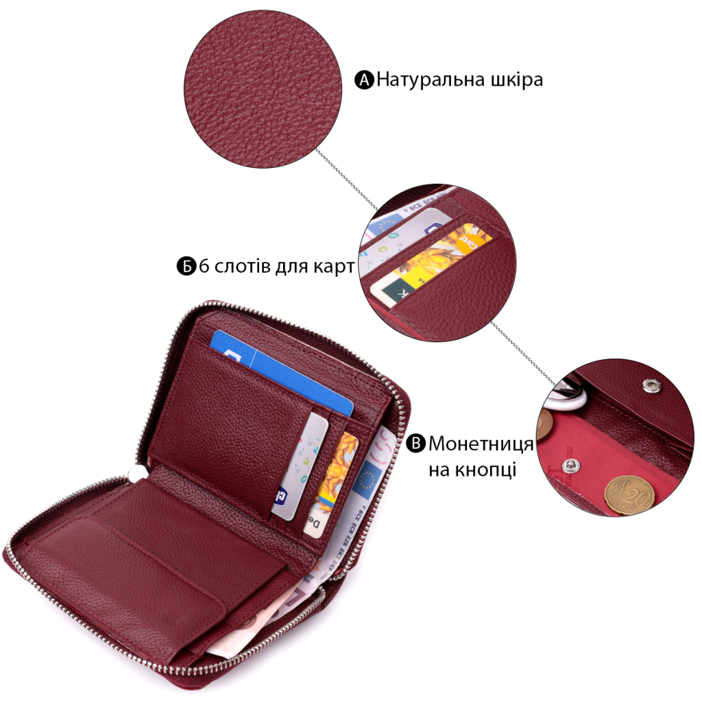 Гаманець ST Leather З натуральної шкіри Бордовий (22450) - зображення 4