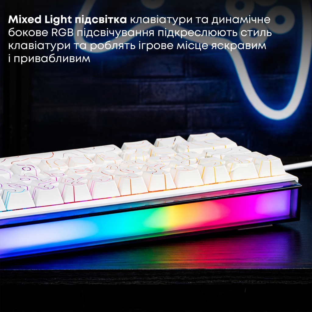 Клавіатура Ajazz NK68 Red Switch USB UA White (NK68-R-S-W) - зображення 9