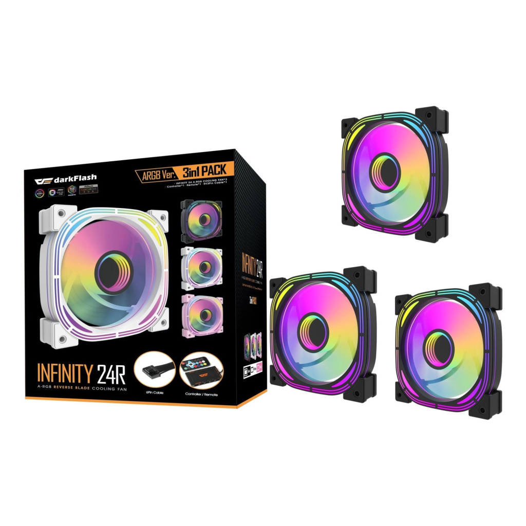 Кулер до корпусу DARKFLASH INF24 3IN1(PWM) BLACK - зображення 9